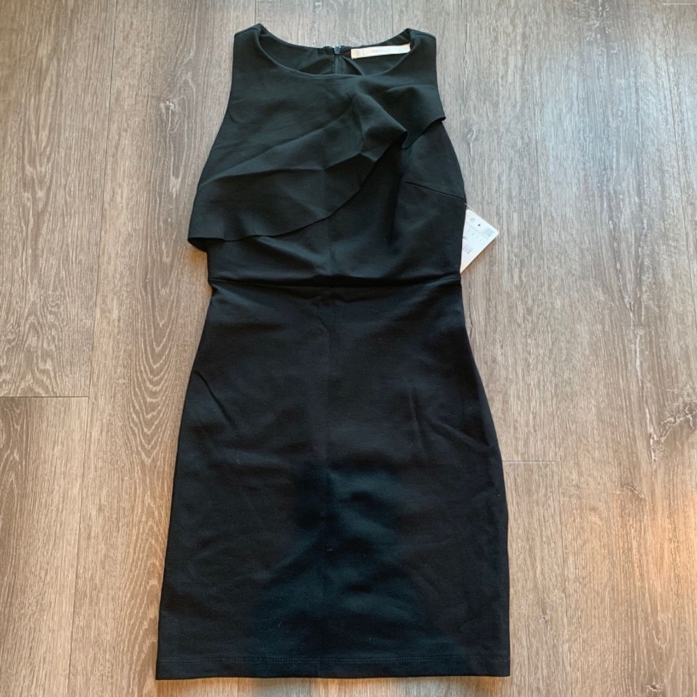 NWT Zara black mini dress with ruffle.
